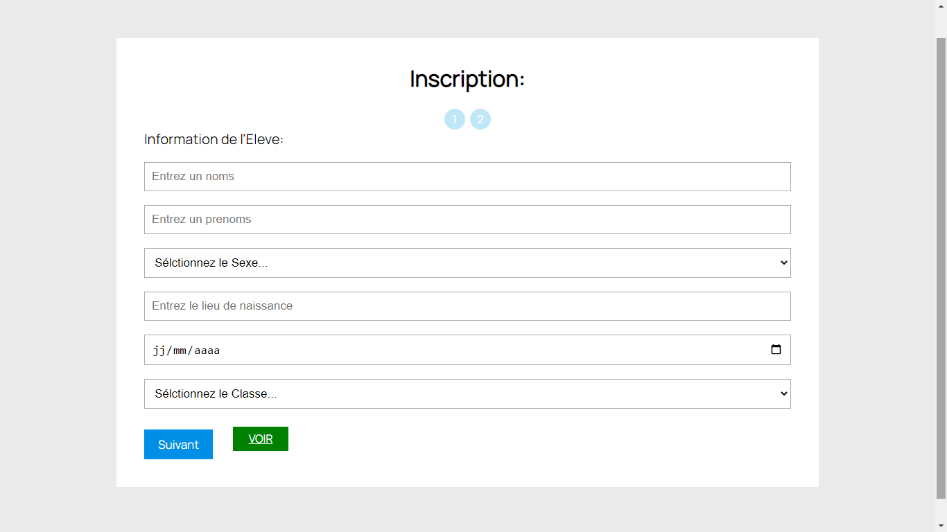 Formulaire d'inscription